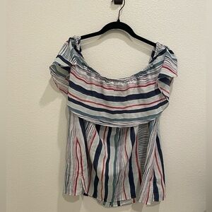 Lane Bryant Women’s Blouse Off Shoulder Stripe Pattern Size 14/16​​​
